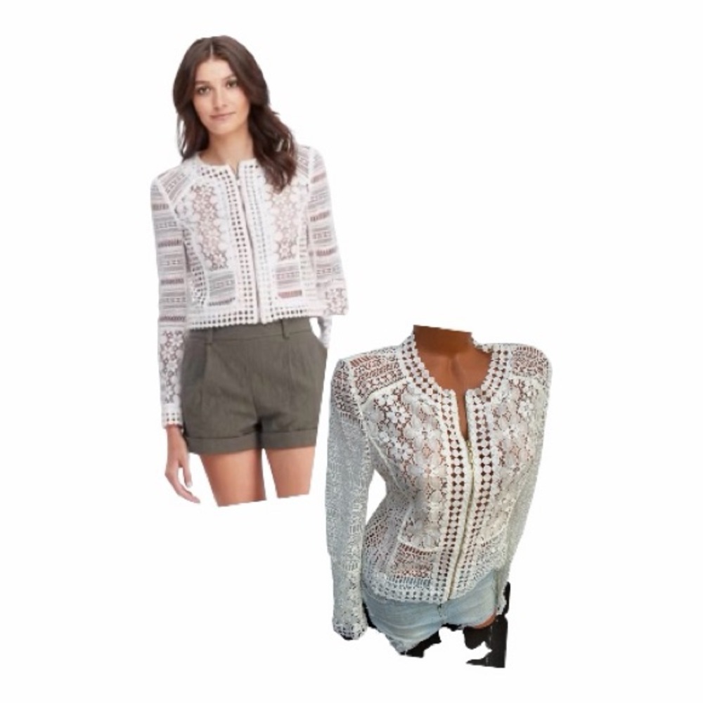 NWT Antonio Melani Ivory Lace Luella  Blouse Top Jacket Sz 10